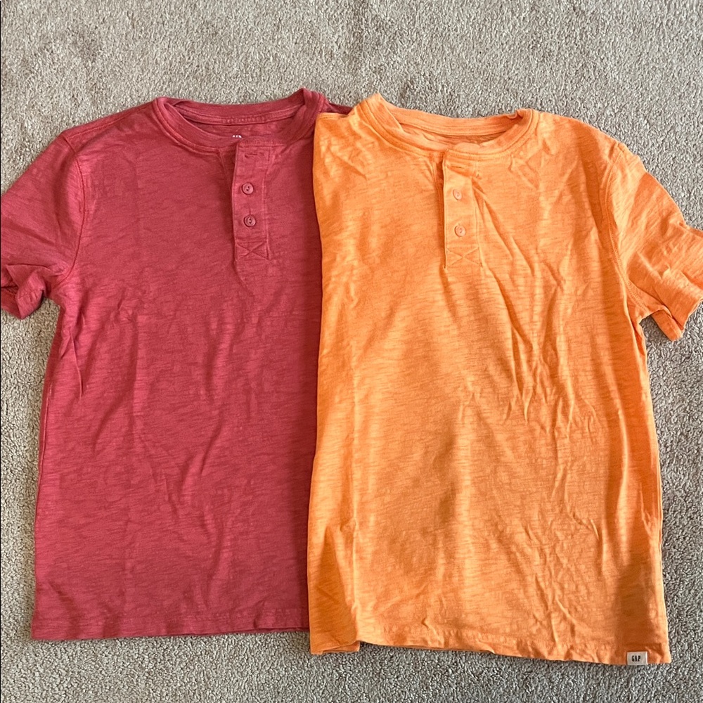 GAP Kids' Red and Orange Henley Tees